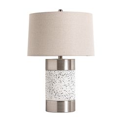 Stenen tafellamp in wit/zilver, 40 x 40 x 62 cm