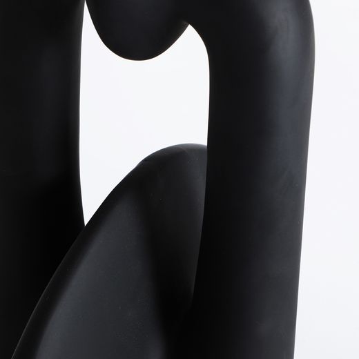 Lámpara de sobremesa de resina y rafia en negro y beige, 27 x 27 x 67 cm | Orel