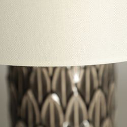 Erlea table lamp in iron, ceramic and linen in brown and beige, 38 x 38 x 68 cm