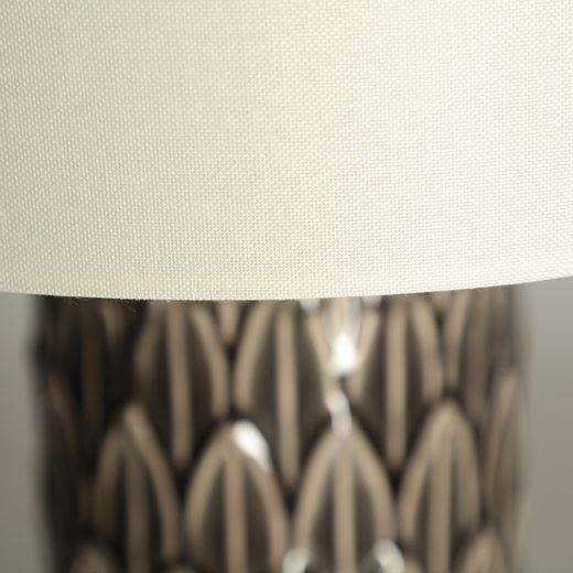 Lampe de table Erlea en fer, céramique et lin marron et beige, 38 x 38 x 68 cm