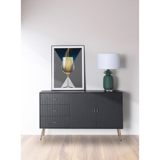 Lampe de table Eyen en fer, céramique et lin turquoise, 38 x 38 x 63 cm