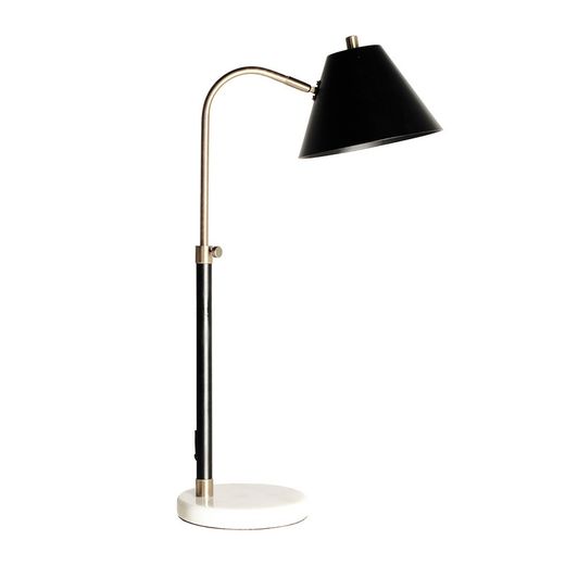 Kinhe-Tischlampe aus Eisen und Marmor in Gold/Schwarz, 18 x 37 x 63 cm