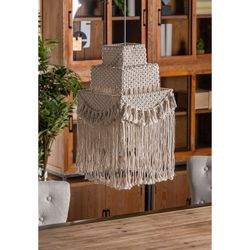 Lampa sufitowa Alayor z bawełny i żelaza w kolorze złamanej bieli, 34 x 34 x 41 cm