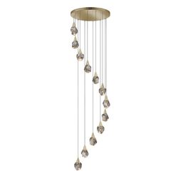 Candeeiro de tecto com 12 LEDs de vidro e luzes de metal dourado, Ø 62 x 250 cm | Aquário