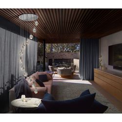 Candeeiro de tecto com 12 luzes LED de cristal e metal prateado, Ø 62 x 250 cm | Aquário