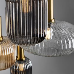 Plafondlamp met 4 lampjes in veelkleurig glas en metaal, Ø 56 x 100 cm | Regel