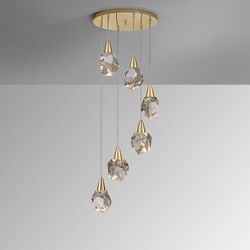 Χρυσό μεταλλικό και γυαλί 6φωτο φωτιστικό οροφής LED, Ø 39 x 120 cm | Ενυδρείο