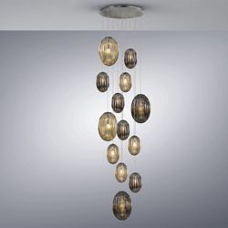 Lampa sufitowa z 13 lampkami w metalu i szkle Ovila, Ø96x300cm