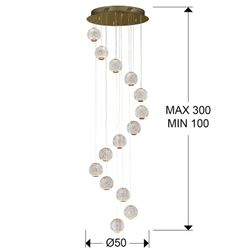 Ceiling Lamp with 14 lights Led Austral, Ø50x300cm