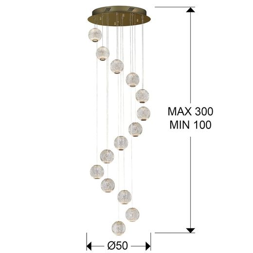 Ceiling Lamp with 14 lights Led Austral, Ø50x300cm