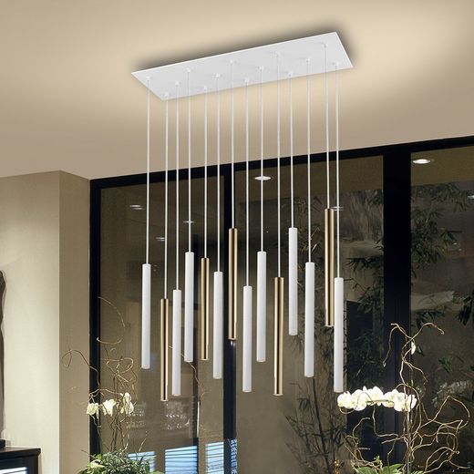Ceiling Lamp 14 lights Led Metal Varas Gold / Black, 82x25x40cm