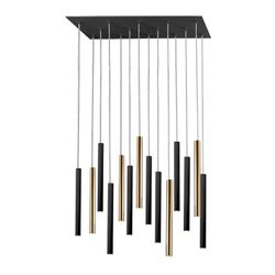 Plafoniera 14 luci Led Metallo Varas Nero/oro, 82x25x40cm