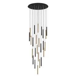 Plafonnier 25 lumières Led Métal Varas Or / Noir, Ø90x300cm