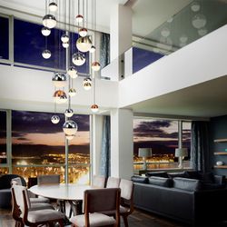 Plafonnier avec 27 lumières Led Metal Sphère, Ø83x220cm