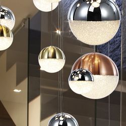 Plafonnier avec 27 lumières Led Metal Sphère, Ø83x220cm