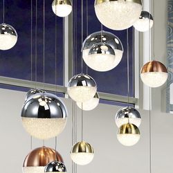 Plafonnier avec 27 lumières Led Metal Sphère, Ø83x220cm