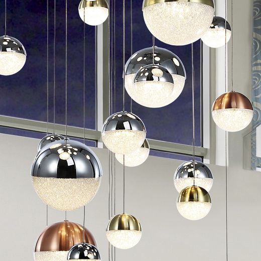 Plafonnier avec 27 lumières Led Metal Sphère, Ø83x220cm