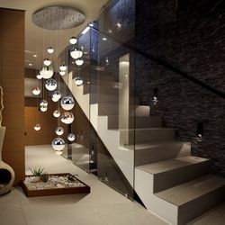 Plafonnier avec 27 lumières Led Metal Sphère, Ø83x220cm