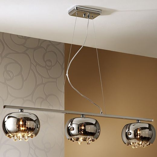 Argos Mirrored Glass and Metal 3-light Ceiling Lamp, 102x22x21cm