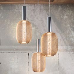 Plafonnier à 3 lumières Led en Métal Micron Doré, Ø36x30cm