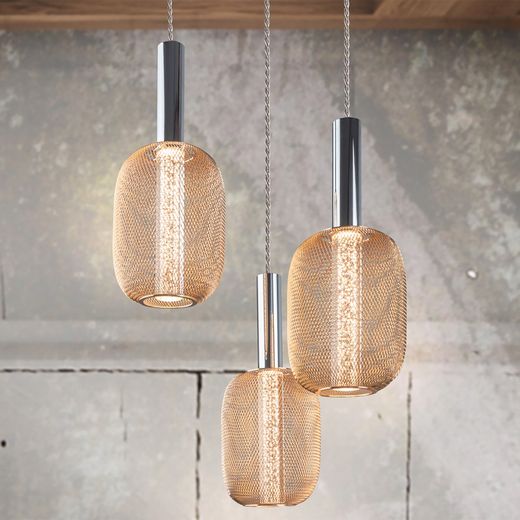 Plafonnier à 3 lumières Led en Métal Micron Doré, Ø36x30cm