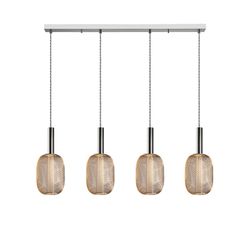 Plafonnier à 4 lumières en métal doré Micron, 88x13x30cm