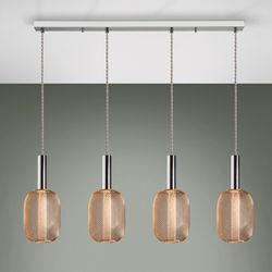 Plafonnier à 4 lumières en métal doré Micron, 88x13x30cm