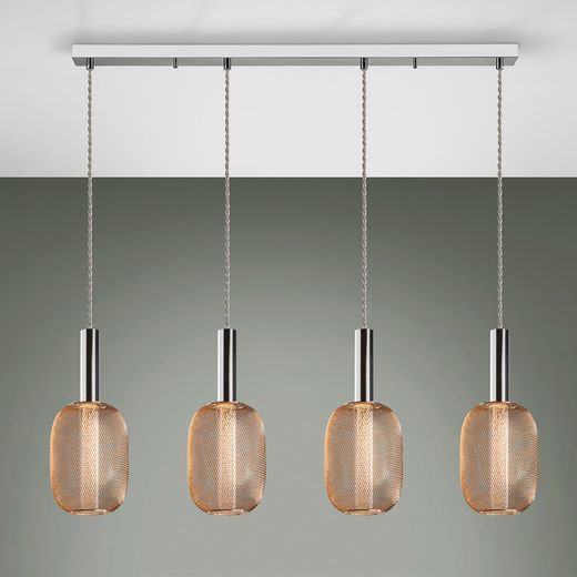 Plafonnier à 4 lumières en métal doré Micron, 88x13x30cm