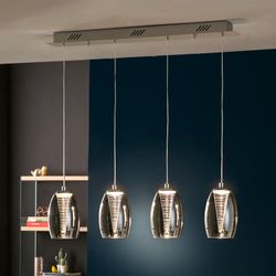 Ceiling Lamp with 4 Led Metal and Glass Nebula Mirrored lights, 72x12x18cm