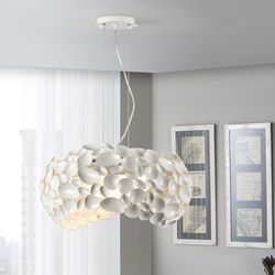 Plafonnier Narisa à 5 lumières en métal blanc, Ø47x26cm