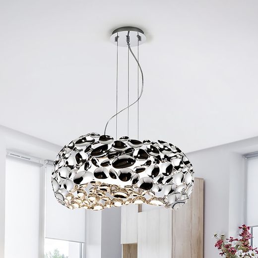 Narisa Zilverkleurige Metalen Plafondlamp met 5 lampjes, Ø47x26cm
