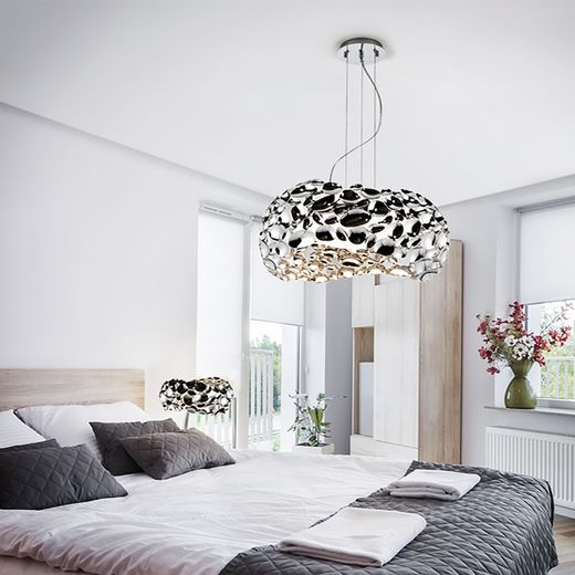Narisa Zilverkleurige Metalen Plafondlamp met 5 lampjes, Ø47x26cm