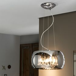 Argos Lustrzana Szklano-Metalowa 5-punktowa Lampa Sufitowa, Ø40x23cm