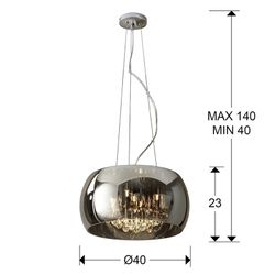 Argos gespiegeld glas en metaal 5-lichts plafondlamp, Ø40x23cm