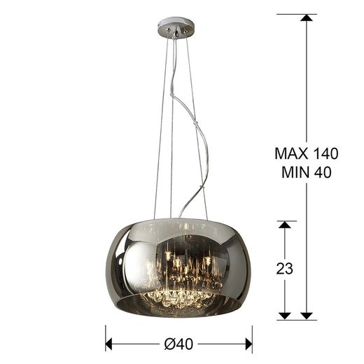 Argos gespiegeld glas en metaal 5-lichts plafondlamp, Ø40x23cm