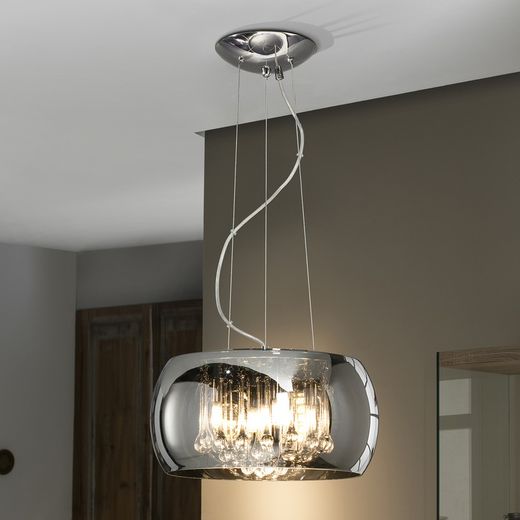 Argos gespiegeld glas en metaal 5-lichts plafondlamp, Ø40x23cm