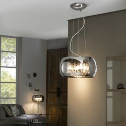 Argos gespiegeld glas en metaal 5-lichts plafondlamp, Ø40x23cm