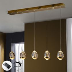 Plafonnier 5 lumières en Métal et Verre Dew Gold, 96x9x95cm