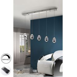 Deckenleuchte mit 5 Lichtern aus Metall und silbernem Taukristall, 96x9x95cm