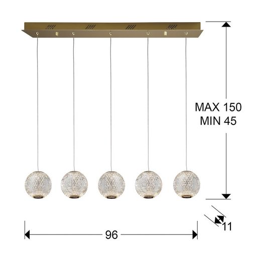 Ceiling Lamp 5 lights Led Austral, 96x11x11cm