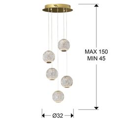 Ceiling Lamp 5 lights Led Austral, Ø32x100cm