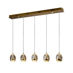 Φωτιστικό Οροφής από 5 Led Metal και Glass Golden Dew, 96x9x95cm