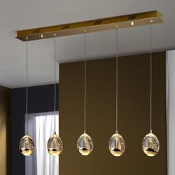Φωτιστικό Οροφής από 5 Led Metal και Glass Golden Dew, 96x9x95cm