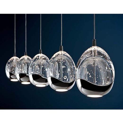 Lampa sufitowa z 5 diodami Led Metal i Crystal Dew Silver, 96x9x95cm