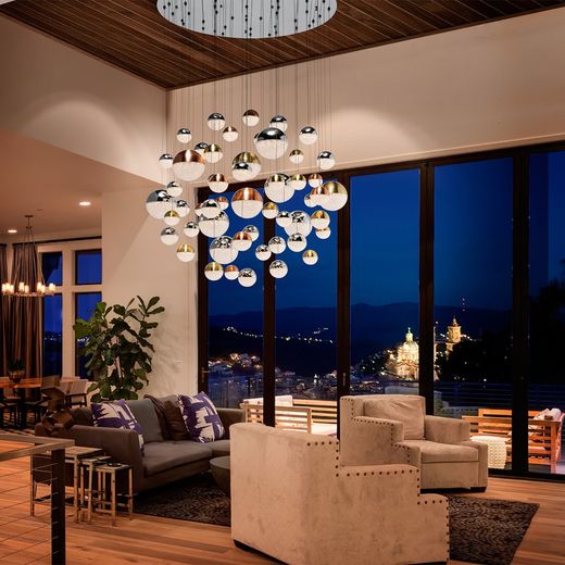 Taklampa med 55 Led Metal Sphere-ljus, Ø140x200cm