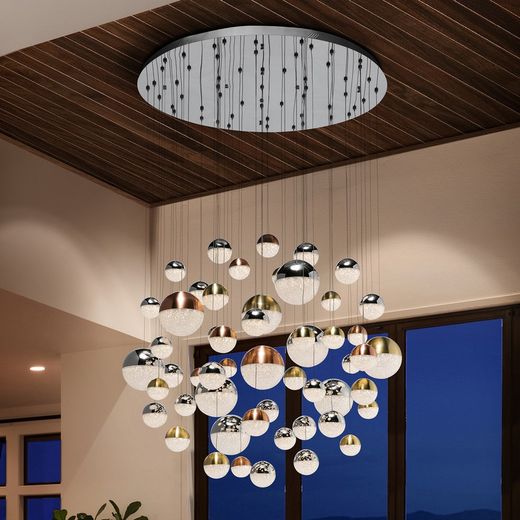 Taklampa med 55 Led Metal Sphere-ljus, Ø140x200cm