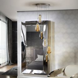 Taccia Metal and Glass Led Ceiling Lamp with 6 lights, Ø40x125cm