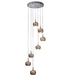 Candeeiro de Tecto de 7 Luzes de Aço e Vidro Espelhado Arián, Ø50x85cm