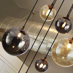 9-jasna kryształowa i ciemnoczarna/złota metalowa lampa sufitowa, Ø55x140 cm