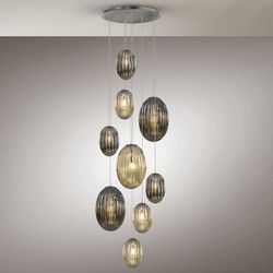 Ceiling Lamp of 9 lights in Metal and Glass Ovila, Ø86x230cm